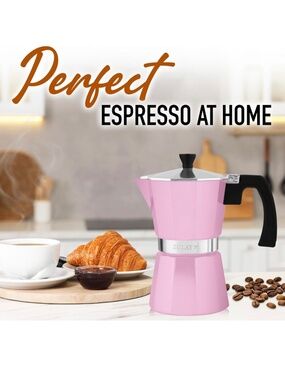 Zulay Kitchen Pink Moka Pot Espresso Maker - 300ml (6-Cup